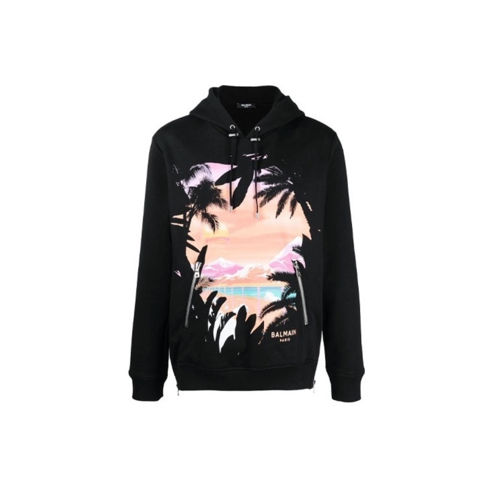 GUC Balmain Black Graphic Hoodie. Size S